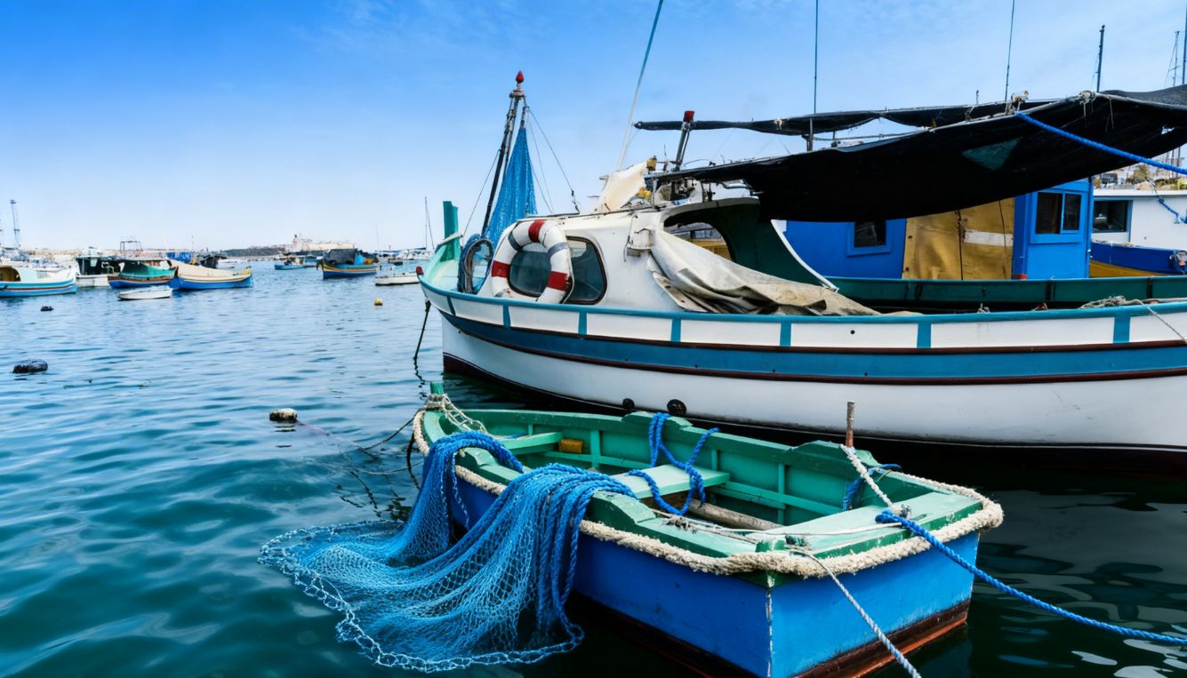 Rolo de corda de polietileno usado em aplicações náuticas e de pesca.